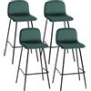 HOMCOM Set di 4 Sgabelli da Bar con Poggiapiedi e Gambe in Metallo 94 cm, in Tessuto, Verde|Aosom