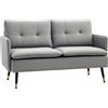 HOMCOM Divano 2 Posti Moderno in Tessuto con Cuscini Imbottiti e Gambe in Acciaio Resistente 139x68x80cm Colore Grigio per Soggiorno Elegante|Aosom