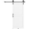 HOMCOM Porta Scorrevole in Stile Country con Binario e Maniglia, in Legno e Acciaio, 183x0.6x4 cm, Bianco e Nero | Aosom Italy