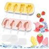 Xbessc 2 Pcs Stampi per Ghiaccioli in Silicone 8 Cavità Stampi per Gelato Riutilizzabili DIY Formine Ghiaccioli senza BPA con Coperchio e Bastoncini per Stecco Cioccolato,Sorbetti,Budino(Giallo,Rosa)