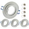 Sweet Led 4x Cornici da incasso incl. Attacco GU10 230V IP44 - Cornici per faretti da incasso in alluminio per bagno, luci per mobili, faretti a soffitto - rotondo, cromo spazzolato