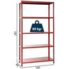 Grima Scaffale In Metallo a Bulloni 5 Ripiani Portata 80kg a ripiano 100x40x185 Rosso