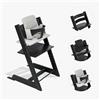 STOKKE Tripp Trapp Black Bundle con Baby Set Black e cuscino Nordic Grey Stokke