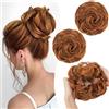 PORSMEER 2 pezzi di extension per capelli ricci con elastico grande, chignon e coda di cavallo, per donne e ragazze (rame rosso mix arancione)