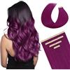 DOORES Extension Biadesive Capelli Veri, 10pz 35cm 25g Viola Tape in Hair Extension Biadesive Capelli Veri Lisci Remy