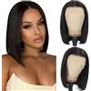 AOWVUTS Parrucca Donna Corta Bob Parrucca Dritto Pizzo Frontale Capelli Sintetiche Naturale Wear and Go Glueless Wigs 5x5 Lace Front Wig Parrucche Pre Plucked Pre Cut 180% Densità 10 Pollici (Medio)