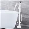XDSMB Rubinetto Vasca da Bagno da Terra con Doccetta 360° Rotazione Miscelatore a Cascata per Vasca da Bagno 2 Modalità,Bianco