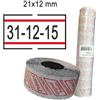 PRINTEX PACK 10 ROTOLI 1000 ETICH. 21x12mm BIANCO PERM. con RIGHE ROSSE Printex