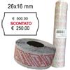 PRINTEX PACK 10 ROTOLI 1000 ETICH. 26x16mm ONDA scontato BIANCO PERM. Printex
