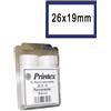 PRINTEX PACK 10 ROTOLI 600 ETICH. 26x19mm BIANCO PERM. CORNICE BLU Printex