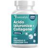 WESALYS Collagene Idrolizzato 2000mg + Acido Ialuronico 500mg - 200 Capsule, Integratore Collagene e Acido ialuronico con Vitamina C naturale, Coenzima Q10 e Zinco per Pelle, Ossa, Articolazioni e Capelli