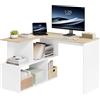 WOLTU Scrivania Angolare, 120x100cm Scrivania a Forma di L con Libreria, Bianco+Rovere Chiaro, Scrivania Ufficio per Computer, Tavolo da Lavoro, Studio and Soggiorno