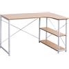WOLTU Scrivania con Libreria a 2 Ripiani, Scrivania Angolare da Ufficio a L, Tavolo PC Computer per Studio, Dormitorio, in Legno e Acciaio, Rovere+Bianco, 120x74x71,5cm, TSB11hei