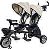 QPlay Triciclo Evolutivo Bambino per Due | Triciclo per gemelli o gemelli | Triciclo per neonati da 10 mesi a 36 mesi | Triciclo Passeggiate in famiglia