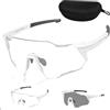 GBKDQQ Occhiali da sole per bicicletta, occhiali da bicicletta fotocromatici UV400, occhiali sportivi per uomo e donna, occhiali da sole sportivi, occhiali di protezione rapida, occhiali da corsa per