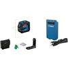 Bosch Professional livella laser a linee GLL 20-22 G (staffa LB 10, laser verde, uso interno, 4 batterie da 1,5 V LR6) + Batteria BA 3,7 V 3,0 Ah XL (Porta di ricarica USB-C Dual Power Source)