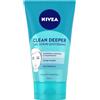 NIVEA Clean Deeper Gel Scrub Viso Quotidiano 150 ml, Esfoliante viso per brufoli e punti neri, Scrub viso donna e uomo antibatterico con estratto di magnolia e acido lattico