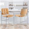 COLAMY Set di 2 sgabelli da bar moderni in pelle PU, ergonomici, con schienale, con gambe in metallo, per isola della cucina, soggiorno, bar, marrone