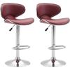 CLP Set 2 Sgabelli Cucina Las Vegas V2 in Similpelle - Coppia Sedie Sgabello Imbottite Girevoli e Regolabili 62-82cm con Schienale, Colore:Bordeaux, Colore del Telaio:Cromo