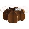 AnYaBinni Rotondo Tavolino In Vetro da Salotto Tavolino con Base In Legno, Stile Moderno per soggiorno, casa, ufficio, 80 * 40 * 40 cm