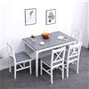 DlandHome Tavolo da pranzo con 4 sedie Set di 5 mobili da cucina in legno di pino grigio/bianco