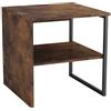 URBNLIVING Tavolino da salotto in legno e acciaio, 40 cm, con ripiano aperto (marrone rustico)