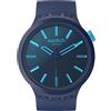 Swatch Indigo Glow / Big Bold / orologio unisex / quadrante blu / cassa plastica / cinturino silicone - SB05N113