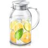 Arendo - Caraffa in vetro da 2,3 l con coperchio in acciaio inox - Caraffa in vetro - Resistente al calore fino a +150 °C - 2 litri - Caraffa per acqua resistente al calore e al freddo