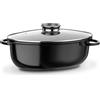 GSW 410588 Tostiera ovale a induzione Gourmet Ceramica XXL con coperchio in vetro aromatico 42x27 cm/circa 10,0 litri, alluminio pressofuso, nero
