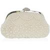Aovtero Pochette da sposa con perle borsa da donna borsa da sposa borse da sera formale pieno perline borsa con catena, Bianco avorio.