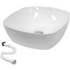 MAGIC SELECT Lavabo in Ceramica, Lavabo da Appoggio Bianco, Lavabo Sospeso Bagno Antimacchia, Facile da Pulire con Attacchi Standard. Ideale per Cucina o Bagno. (40x40x14 CM)