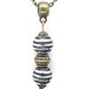 ThurColas Collana donna con pendente pietra naturale 10 mm - stile boho etnico vintage - catena bronzo antico - gioiello artigianale (Ematite cromifero)