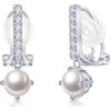 PHNIBIRD Orecchie Donna in Argento Sterling 925 con Perla Per Pietra Portafortuna Orecchini con Clip di Regalo Per Matrimonio Regalo Donna Mamma Fidanzata