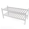 BAM BOO BOX Bambù Scarpiera - 2 Livelli Scarpiera Ingresso - 68 x 28 x 32 cm - Porta Scarpe Salvaspazio - Scarpiera da Esterno - Porta Scarpe - Panca Scarpiera da Ingresso (Bianco)