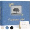 Lanpn Libro degli Ospiti del Funebri Funerale in Lino, Libro di Condoglianze Commemorativa, Celebration of Life Funeral Guest Book for Memorial Service, Libro di Registrazione degli Ospiti, Blu