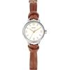 BUREI Mini orologio da donna analogico al quarzo, elegante orologio da polso da donna con cinturino in pelle per donne, Nero, Minimalista (Marrone Argento)