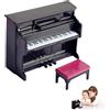 LEOINAER Miniatura Casa delle Bambole Kit,Modello Di Pianoforte, Pianoforte In Miniatura, Kit Modello Scatola Musicale Miniatura Pianoforte Nero con Sgabello Alta Qualità 4x7x8.5cm 1:12 Scala
