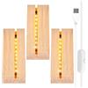 JOKILY Base LED in Legno, 3 Pezzi per Display, Rettangolare Illuminato, Interruttore USB per Pannello Acrilico Spesso Fai Da Te, Cristallo Deco