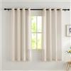 PONY DANCE Tende Salotto Lino 200g/m² Semitrasparenti Tende Soggiorno Moderne 2 Pezzi L 140 x A 175 CM Linen Curtains Corte Camera da Letto con Anelli, Beige Chiaro