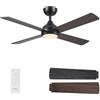 CJOY Ventilatore da Soffitto con Luce 4 Pale, 122cm Ventilatore da Soffitto con Luce e Telecomando, 6 Velocità, Silenzioso Reversibili CC, 3 CCT Dimmerabile, Modalità Sleep, Timer, Due Colori Legno