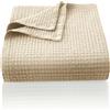 CHUFFED Copriletto, 220 x 240 cm, 100% cotone, motivo a nido d'ape, coperta leggera come copridivano, coperta per soggiorno, divano, beige