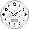 Foxtop Orologio da parete radio digitale analogico 30 cm con display LCD - Orologio radio digitale con regolazione automatica dell'ora, temperatura, data e giorno della settimana, silenzioso, orologio