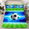 Generic Lenzuolo con Angoli Singolo 90x200x30 cm Calcio, 3D Campo da Calcio Lenzuolo con Angoli, Lenzuola Letto Coprimaterasso Microfibra Morbido e 2 Federe 50x80 cm CL3147