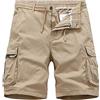 Generic Pantaloncini Uomo Cargo in Cotone di Lino Casual Uomo con Tasche Short Leggeri Traspiranti Pantaloni Corti Uomo Estivi Elasticizzati Vintage Trekking Fitness E Tennis per L'Estate