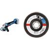 Bosch Professional GWS 18 V-10 Smerigliatrice Angolare a Batteria (Cartone da 125 mm), in Karton, Senza Batteria e Caricatore Scuro + Disco lamellare, diametro 125 mm, diametro foro 22,23 mm