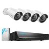 Reolink 5MP PoE Kit Videosorveglianza Esterno, 4K NVR 8CH 2TB + 4x 5MP Telecamera, Rilevamento di Uomo/Veicolo, Visione Notturna IR, Impermeabile IP67, Registrazione 24/7, RLK8-410B4-5MP (Bianco)
