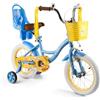 RULLY Bicicletta per bambina 16 pollici blu con rotelle - Bici per bambini con cestino e seggiolino bambola per 4-7 anni, idea regalo