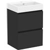 Baikal Mobile da bagno Mini. Mobile montato. 2 cassetti sospesi con lavandino. Armadio da bagno. Lavabo Ceramico. 45 cm nero opaco.