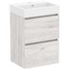 Baikal Mobile da bagno Mini. Mobile montato. 2 cassetti sospesi con lavandino. Armadio da bagno. Lavabo Ceramico. 45 cm argento.