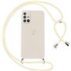 Oelrstfe Cover per Samsung Galaxy A51 4G con Cordino,Custodia Silicone Morbido Sottile con Motivo Cuore e Collana Laccio Tracolla,Antiurto Antigraffio Corda Collo Regolabile Protettiva Case,Bianco